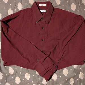 Vanheusen Burgundy Casual Button-Down Shirt